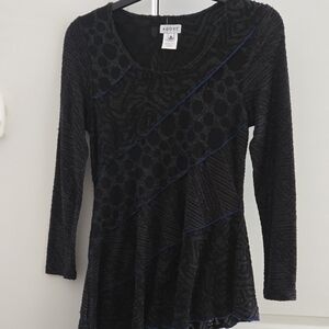 Adore Black Long-Sleeve Textured Women's Top